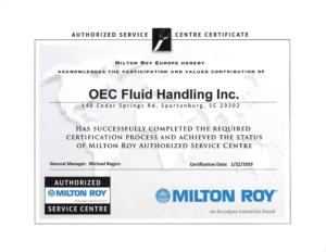 OEC Fluid Handling Inc. Authorized Milton Roy Service Venter